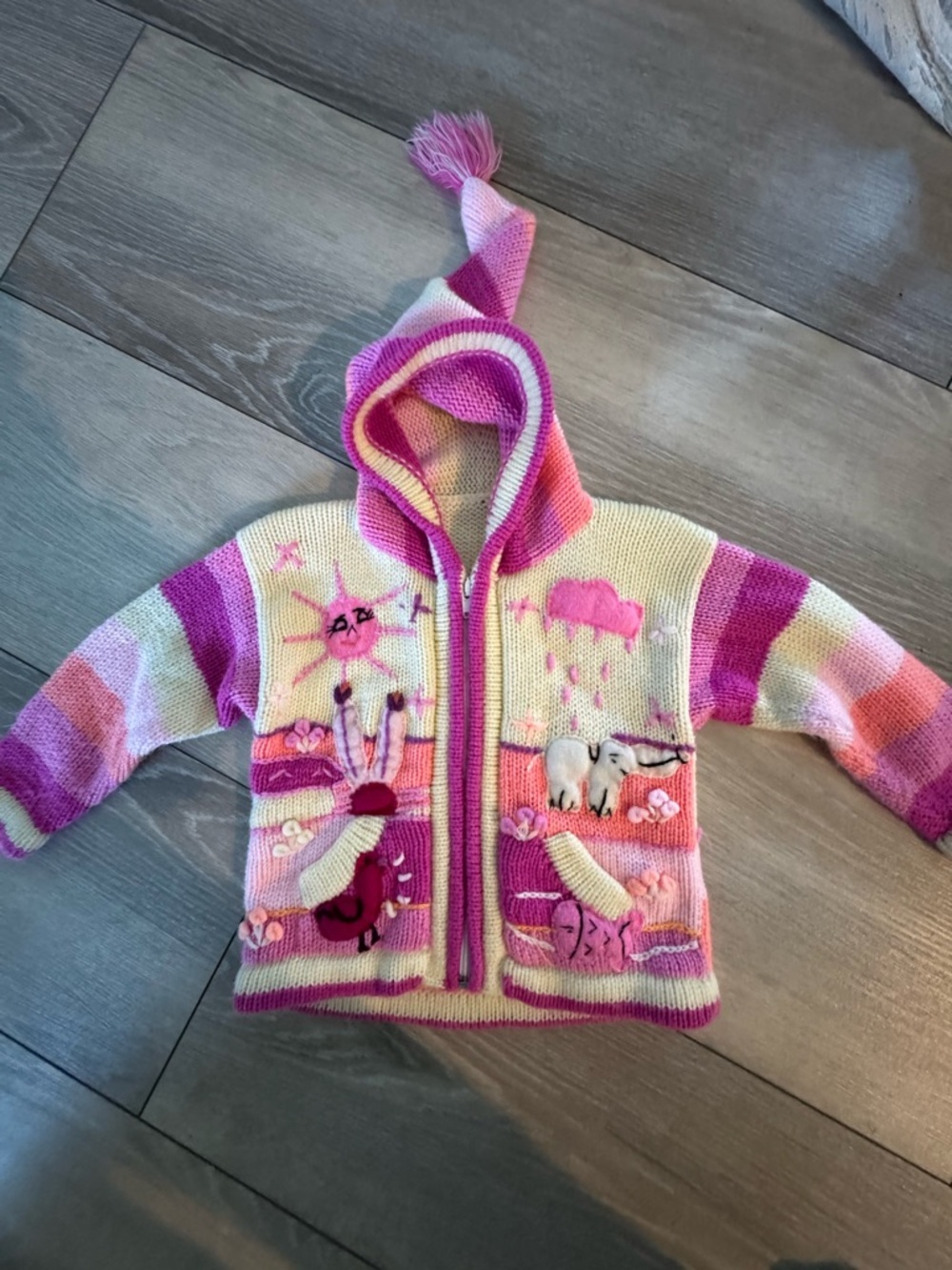 Handknit Peruvian Kids Zip-Up Jacket